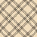 Abstract check plaid pattern in beige and black for spring autumn winter. Seamless diagonal tartan illustration for scarf, skirt. Royalty Free Stock Photo