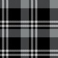 Abstract check plaid pattern in black, grey, white. Herringbone textured seamless Scottish tartan for scarf, flannel shirt.