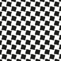 Abstract checkerboard pattern. Black and white squares. Irregular geometric design. Seamless vector background.