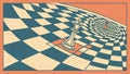 Abstract Checkerboard Vortex with Distortion Effect, vector design Generative AI Royalty Free Stock Photo