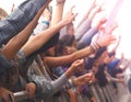 Happy audience cheering on a performance