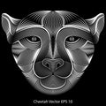 Abstract cheetah head, leopard, line art