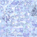 Abstract chemistry and physics seamless pattern