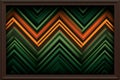 abstract chevron pattern in green orange and brown