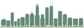 Abstract Chicago USA city skyline with color skyscrapers Royalty Free Stock Photo
