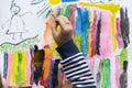 Abstract child painting on the sheet
