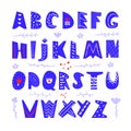 Abstract Childish Hand Drawn Alphabet. Scandinavian Style Font. Creative Kids ABC for Decoration, Invitation, Prints Royalty Free Stock Photo