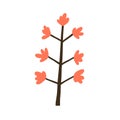 Abstract childish tree, fiction plant in naive primitive doodle style. Trunk and branches, leaves. Simple botanical kids