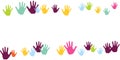 Abstract children handprints art therapy concept background design. Royalty Free Stock Photo