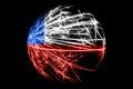 Abstract Chile sparkling flag, Christmas ball concept isolated on black background