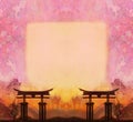 Abstract Chinese landscape with a frame in the background Royalty Free Stock Photo