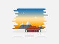 Abstract Chinese landscape with pagoda and mountain on the background vector illustration Royalty Free Stock Photo