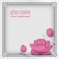 Abstract chinese square frame with floral background, pink lotus Royalty Free Stock Photo