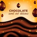 Abstract Chocolate Background with Drops, Brown Silk, Vector Illustration Royalty Free Stock Photo