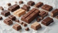 Abstract Chocolate Design Bold Geometric Shapes of Chocolate Bars on a Transparent Surface for Creative Visual Impact. Royalty Free Stock Photo