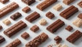 Abstract Chocolate Design Bold Geometric Shapes of Chocolate Bars on a Transparent Surface for Creative Visual Impact. Royalty Free Stock Photo