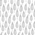 Abstract chokecherry tree leaf vector seamless pattern background. Stylized monochrome foliage backdrop.. Vertical Royalty Free Stock Photo