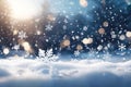 Abstract Christmas background with color mixing sparkling gold confetti. Winter blurred texture with snow and bokeh lights Royalty Free Stock Photo