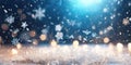 Abstract Christmas background with color mixing sparkling gold confetti. Winter blurred texture with snow and bokeh lights. Banner Royalty Free Stock Photo