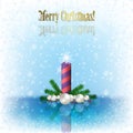 Abstract Christmas background with first Advent candle and snowflakes