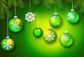 Abstract Christmas background, hanging snowflakes, glass balls Royalty Free Stock Photo