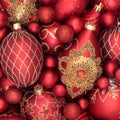 Abstract Christmas Background with Luxury Red and Gold Decorations Royalty Free Stock Photo