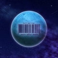 Abstract Christmas background, with a planet in the cosmic sky and barcode.2021. 2022. 2023 numbers. 3D illustration. Abstract Royalty Free Stock Photo