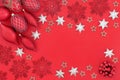 Abstract Christmas Background with Stars and Baubles Royalty Free Stock Photo