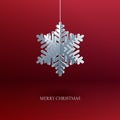 Abstract Christmas background with volumetric paper snowflake