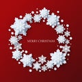 Abstract Christmas background with volumetric paper snowflakes. Royalty Free Stock Photo