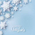 Abstract Christmas background with volumetric paper snowflakes. Royalty Free Stock Photo