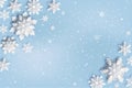 Abstract Christmas background with volumetric paper snowflakes. Royalty Free Stock Photo