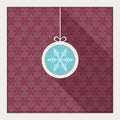 Abstract Christmas Ball With Snowflakes Background And Long Shadow