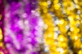 Abstract Christmas bokeh background. Unfocused tinsel close up shot.