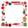 Abstract Christmas Border with Festive Symbols Royalty Free Stock Photo