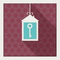 Abstract Christmas Card With House, Key, Snowflakes And Long Shadow Royalty Free Stock Photo