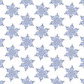 Abstract festive Christmas snowflake pattern on blue background