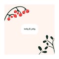 Abstract christmas greeting card with xmas branch red berries