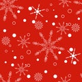 Abstract Christmas and New Year Seamless on red Background. snowflake pattern. Vector Illustration EPS 10 Royalty Free Stock Photo