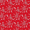 Abstract Christmas and New Year Seamless on red Background. snowflake pattern. Vector Illustration EPS 10 Royalty Free Stock Photo