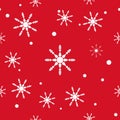 Abstract Christmas and New Year Seamless on red Background. snowflake pattern. Vector Illustration EPS 10 Royalty Free Stock Photo