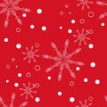 Abstract Christmas and New Year Seamless on red Background. snowflake pattern. Vector Illustration EPS 10 Royalty Free Stock Photo