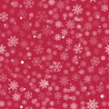 Abstract Christmas seamless pattern from white snowflakes on red background. For holiday, new year, celebration, party. Royalty Free Stock Photo