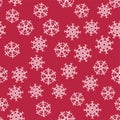 Abstract Christmas seamless pattern from white snowflakes on red background. For holiday, new year, celebration, party. Royalty Free Stock Photo