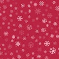 Abstract Christmas seamless pattern from white snowflakes on red background. For holiday, new year, celebration, party. Royalty Free Stock Photo