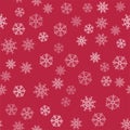 Abstract Christmas seamless pattern from white snowflakes on red background. For holiday, new year, celebration, party. Royalty Free Stock Photo