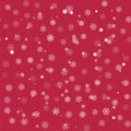 Abstract Christmas seamless pattern from white snowflakes on red background. For holiday, new year, celebration, party. Royalty Free Stock Photo