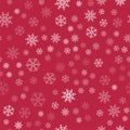 Abstract Christmas seamless pattern from white snowflakes on red background. For holiday, new year, celebration, party. Royalty Free Stock Photo