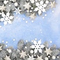 Abstract Christmas Snowflake Star and Snow Border Royalty Free Stock Photo