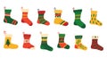 Abstract Christmas socks. Abstract contemporary minimalistic New Year holidays stocking for presents with celebration